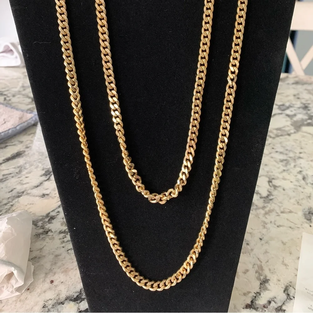 Vintage long‎ gold tone chain necklace